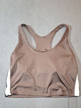 Pro Player Taupe Sports Bra/tanktop with White Side Panels
